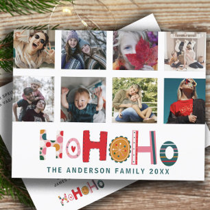 Moderne 8-Foto-Ho-Ho-Ho-Weihnachtskarte Postkarte