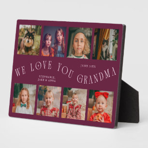 Moderne 8-Foto-Raster Lieb Dich Oma Cranberry Fotoplatte