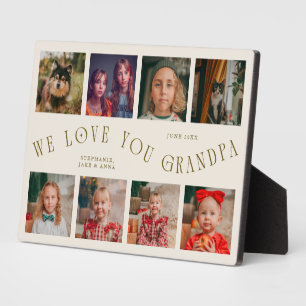 Moderne 8-Foto-Raster Liebt euch Opa Creme Fotoplatte
