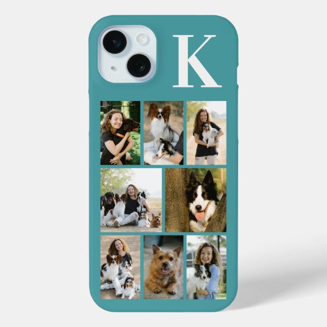 Moderne 8 Haustier-Foto Türkis Case-Mate iPhone Hülle (Rückseite)