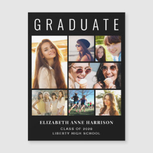 Moderne 8 Photo Black Graduation Faire-part