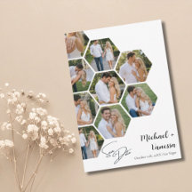 Moderne 9-Foto-Collage-Honeycomb-Save-the-Date-Kar