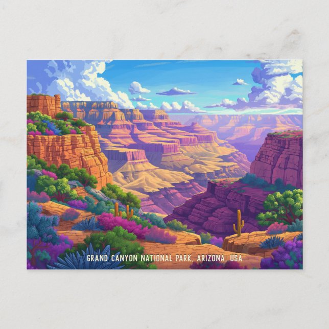 Moderne Abbildung des Grand Canyon Nationalparks Postkarte (Vorderseite)