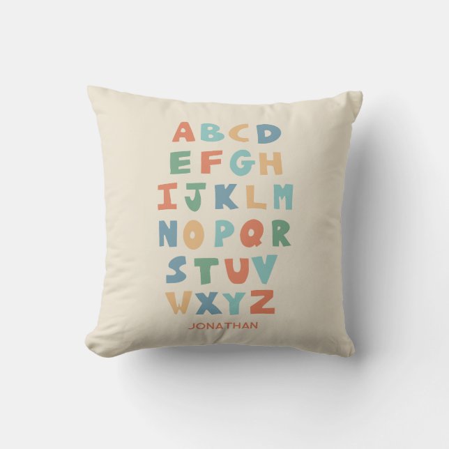 Moderne ABC Alphabet Personalisierte niedliche Kin Kissen (Vorderseite)