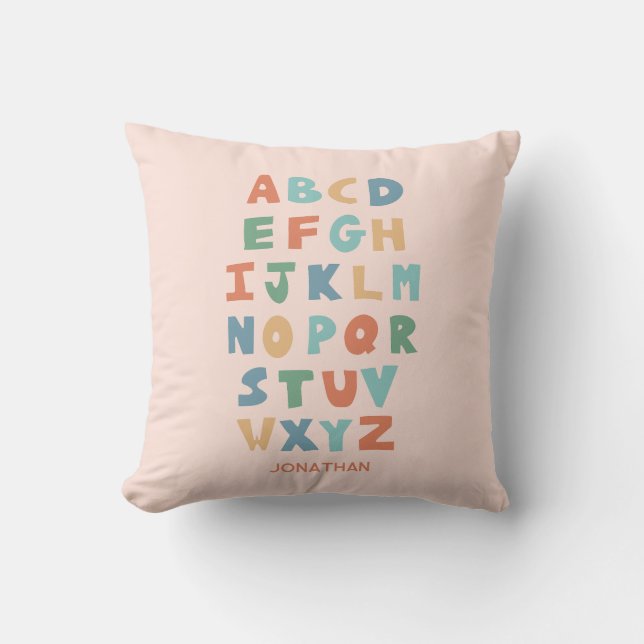 Moderne ABC Alphabet Personalisierte niedliche Kin Kissen (Vorderseite)