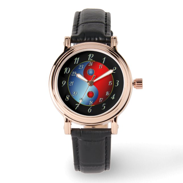 Moderne, aber geheimnisvolle w/Initials - Yen Yang Armbanduhr (Vorderseite)