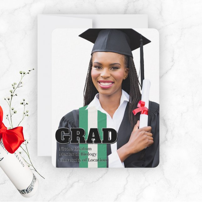 Moderne Abschluss-Ankündigung Fotovorlage Feiertagskarte (Custom Graduation Announcement Template)