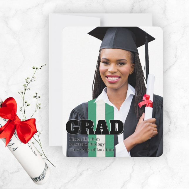 Moderne Abschluss-Ankündigung Fotovorlage Feiertagskarte (Custom Graduation Announcement Template)