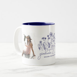 Moderne Abschluss-Blühende-Wildblume-Abschlussfeie Zweifarbige Tasse
