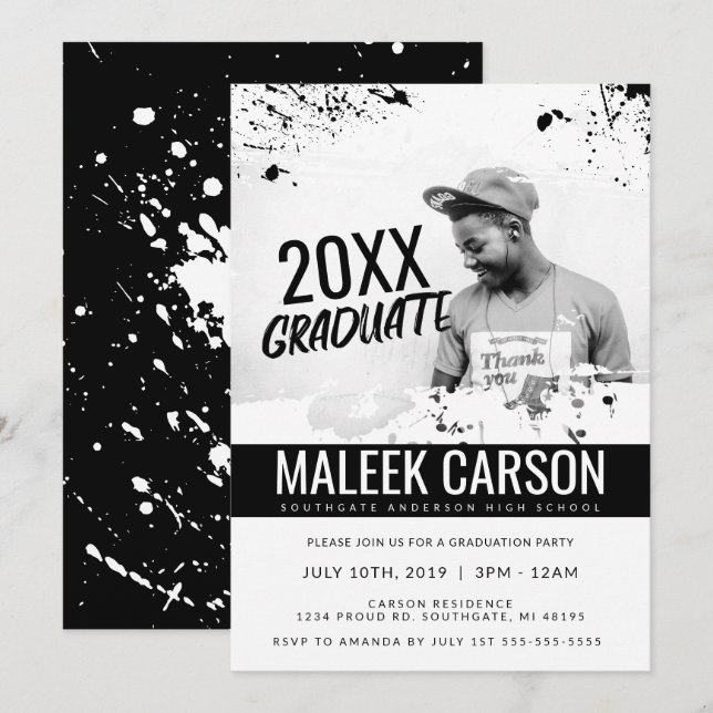 Moderne Abschluss-Einladung | Bold Grad Invite Einladung (Vorne/Hinten)