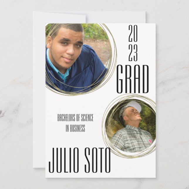 Moderne Abschluss Gold Foto Weiße Ankündigung (Vorderseite)