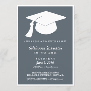 Moderne Abschluss Hat Blue Graduation Party Einladung