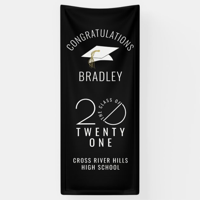 Moderne Abschluss-KLASSE VON 2021 Typografie Black Banner (Vertikal)