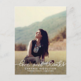 Moderne Abschluss Liebe und dank Typografie Foto Postkarte