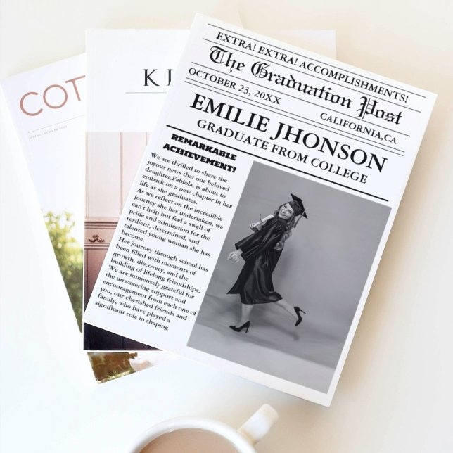 Moderne Abschluss Newspaper Uni/Universität Einladung (Von Creator hochgeladen)