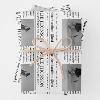 Moderne Abschluss Newspaper Uni/Universität Geschenkpapier Set