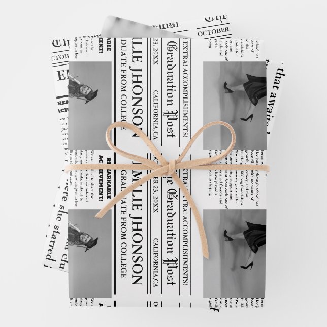 Moderne Abschluss Newspaper Uni/Universität Geschenkpapier Set (Beispiel)