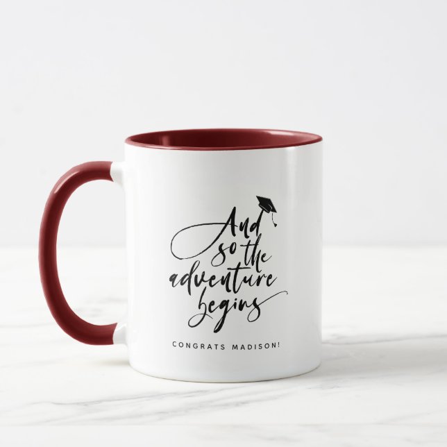 Moderne Abschluss Script Glückwunsch Trendy Quote  Tasse (Links)