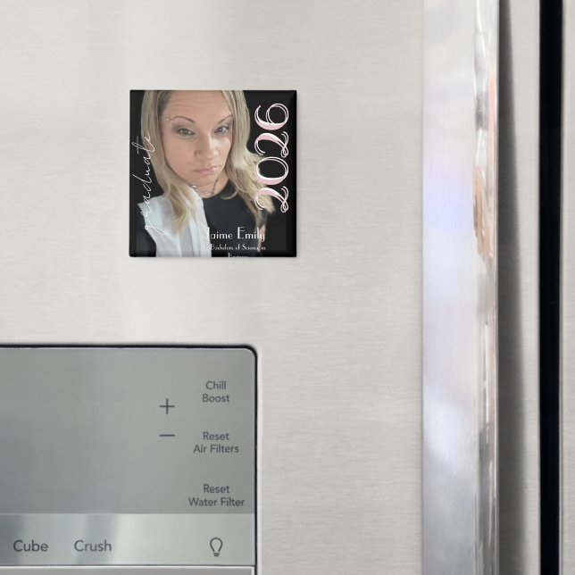 Moderne Abschlussfeier 2026 Hellrosa Foto-Serviett Magnet (In Situ (Kühlschrank))