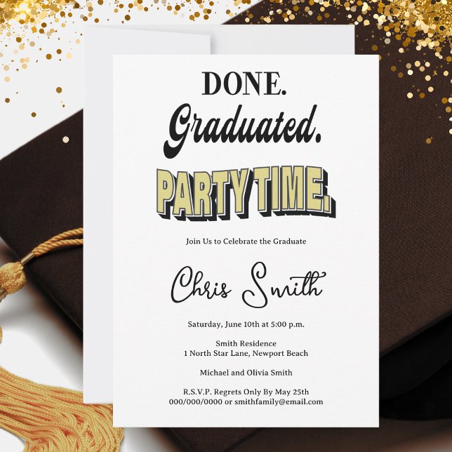 Moderne Abschlussfeier Einladung (Graduation Party Invitation - Modern and Fun. Time to celebrate!)