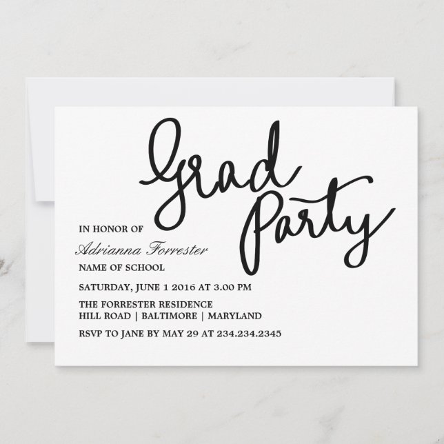 Moderne Absolvent-Party-Typografie Stripes Muster Einladung (Vorderseite)