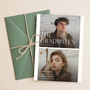 Moderne Absolventen Doppelte gemeinsame Abschlussf Postkarte