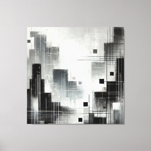 Moderne Abstract-Cityscape in Schwarz und Weiß Leinwanddruck
