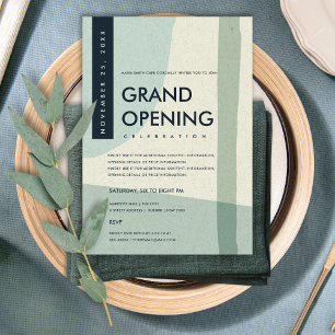 MODERNE ABSTRACTE KUNST AQUA BLAU GRAND OPENING EV EINLADUNG