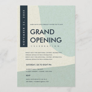 MODERNE ABSTRACTE KUNST AQUA BLAUWE GRAND OPENING  EINLADUNG
