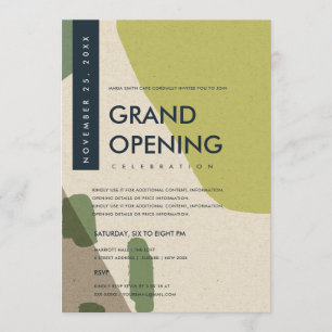 MODERNE ABSTRACTE KUNST LIMEGRÜNE ERÖFFNUNGSVERANS EINLADUNG