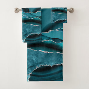 Moderne Abstrait Bleu Turquoise Agate Paillettes A