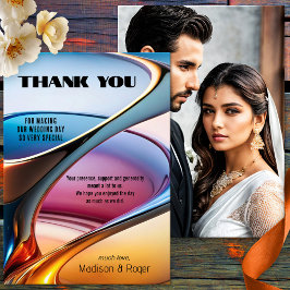 Moderne Abstrakt Art Foto Hochzeit Dankeskarte