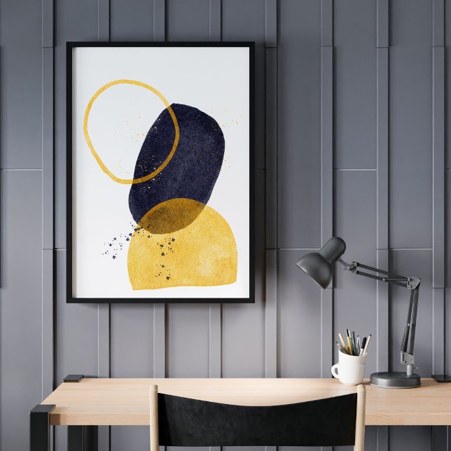 Moderne Abstrakt Art Gold Navy Poster (Von Creator hochgeladen)
