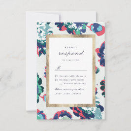 Moderne abstrakt-Blumenhochzeit RSVP Karte