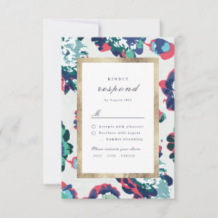Moderne abstrakt-Blumenhochzeit RSVP Karte