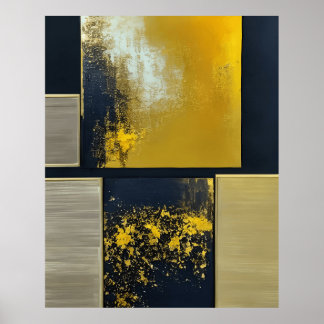 Moderne, Abstrakt-gelbe, schwarze Linienformen Pos Poster