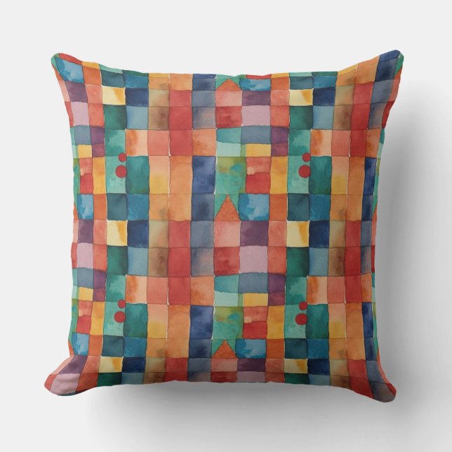 Moderne Abstrakt geometrische Blaue Wasserfarbe Kissen (Vorderseite)