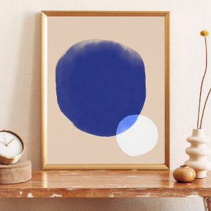 Moderne Abstrakt geometrische Formen Blau-beige-Wa Poster