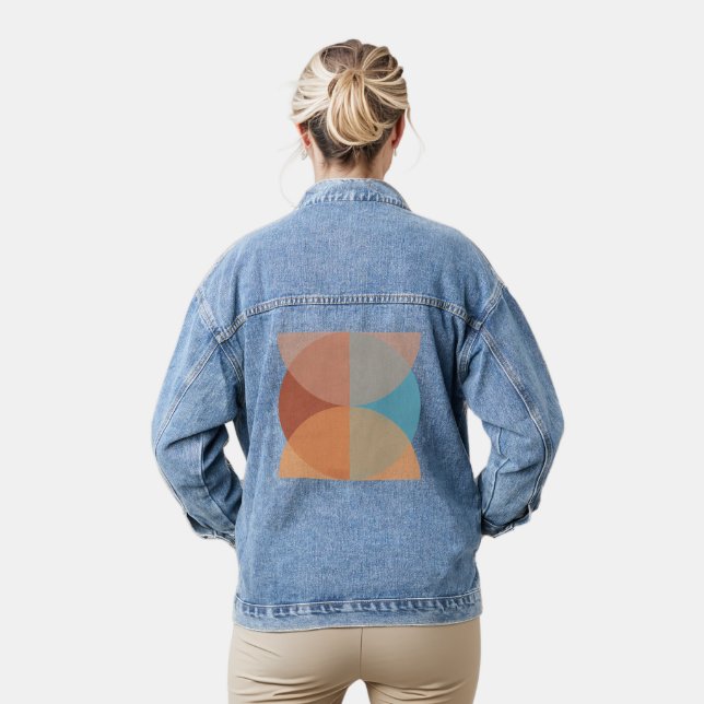 Moderne Abstrakt geometrische Wasserfarbe Jeansjacke (Modell)