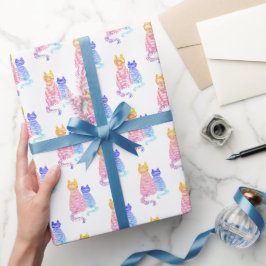 Moderne, Abstrakt gestreifte Katzen farbenfroh leu Geschenkpapier