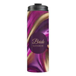 Moderne Abstrakt-Lila Fuchsia Gold-Bride- Thermosbecher