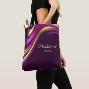Moderne Abstrakt-Lila Fuchsia und Goldbridmaid Tasche