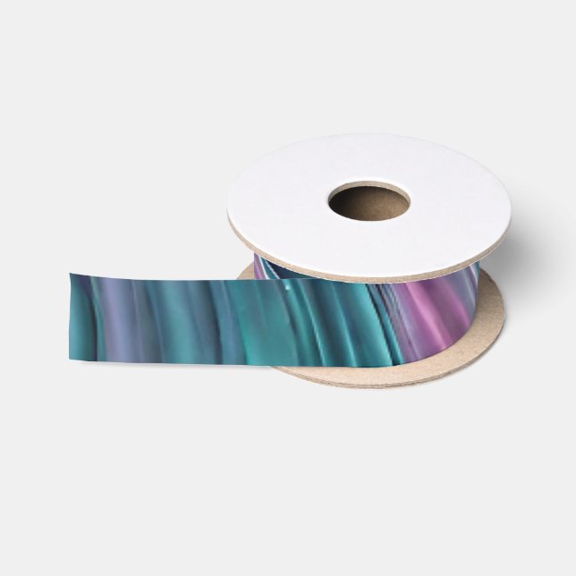 Moderne, Abstrakt-Lila und Aquamarin- Satinband (Spule)