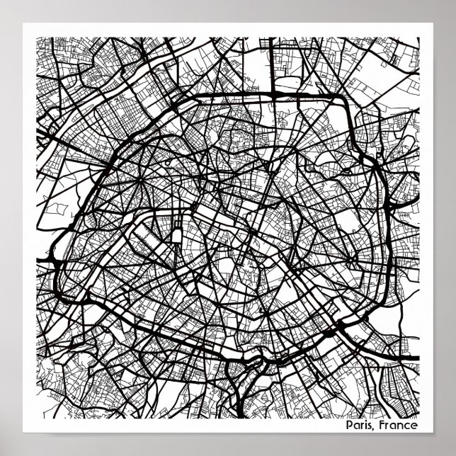 Moderne abstrakt-minimalistische Stadtkarte Paris Poster (Vorne)