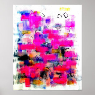 Moderne Abstrakt rosa Acrylmalerei Poster