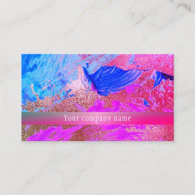 Moderne abstrakt rosa blaue Metallkarte Visitenkarte (Vorderseite)