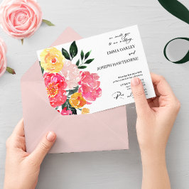 Moderne, abstrakt-rosa-blumengeschmückte Hochzeit Einladung