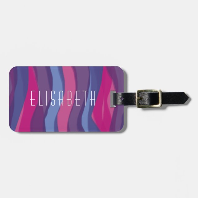 Moderne Abstrakt rosa Lila Farbe Gepäckanhänger (Vorderseite horizontal)