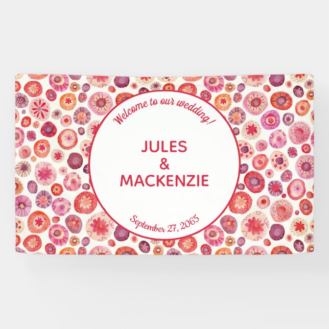 Moderne Abstrakt rosa Wasserfarbenkreisläufe Banner (Horizontal)
