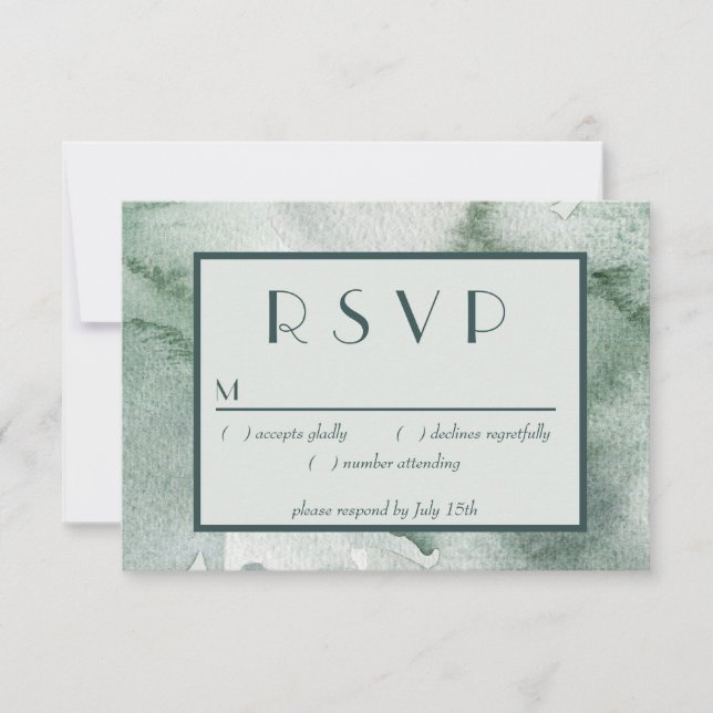 Moderne Abstrakt Sage Green Moss Wasserfarbe RSVP Karte (Vorderseite)